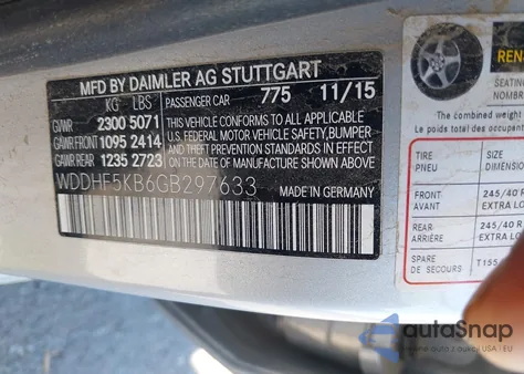 2016 Mercedes-Benz E 350 из США, поврежденный, VIN WDDHF5KB6GB297633